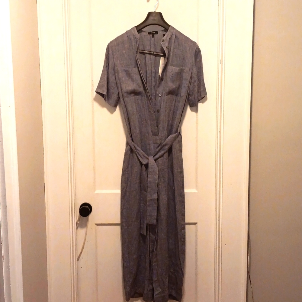 Ladies chambray drape hemp Theory Jumpsuit Sz 4
